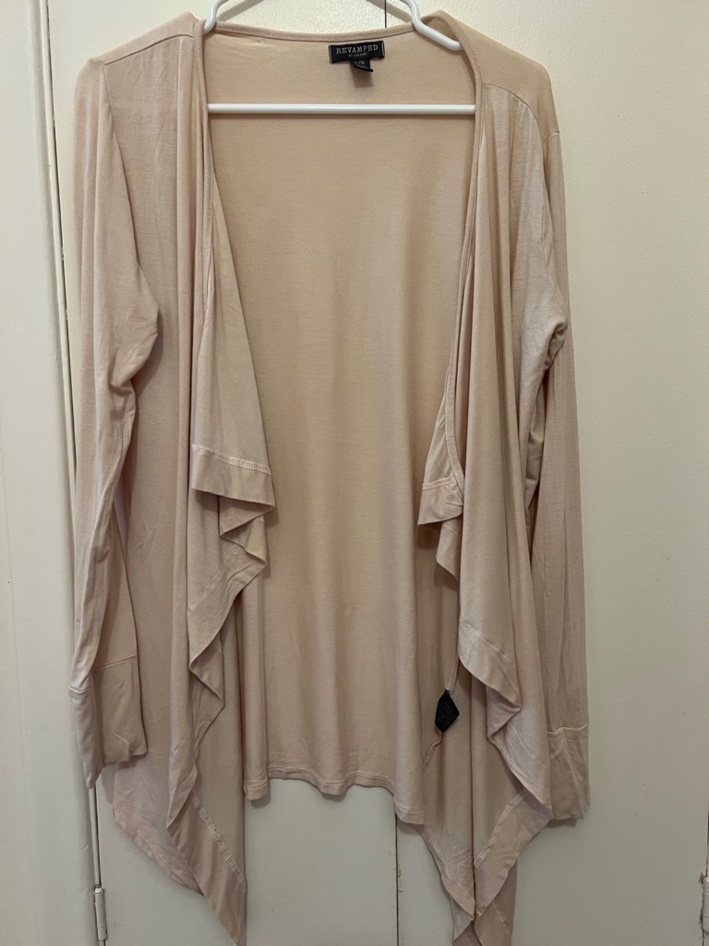 Women's Draped Open Front Cardigan - Beige Pink